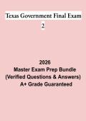 Texas Government Final Exam 2 Study Guide PDF &vert; Practice Questions&comma; Test Bank & Complete Revision Notes
