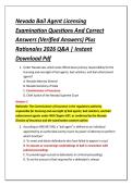 Nevada Bail Agent Licensing &NewLine;Examination Questions And Correct &NewLine;Answers &lpar;Verified Answers&rpar; Plus &NewLine;Rationales 2026 Q&A &vert; Instant &NewLine;Download Pdf 