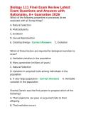 Biology 111 Final Exam Review Latest Exam Questions and Answers with Rationales&comma; A&plus; Guarantee 2026
