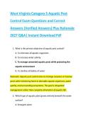 West Virginia Category 5 Aquatic Pest &NewLine;Control Exam Questions and Correct &NewLine;Answers &lpar;Verified Answers&rpar; Plus Rationale &NewLine;2027 Q&A&vert; Instant Download Pdf 
