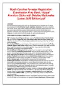 North Carolina Forester Registration&NewLine;Examination Prep Bank &vert; Actual&NewLine;Premium Q&As with Detailed Rationales&NewLine;