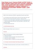 Peak Pilates Level 1 Quizzes EXAM &lpar;LATEST 2026&rpar; &vert;&vert; &NewLine;MOST RECENT EXAM 2026&vert;2027 ACTUAL COMPLETE &NewLine;REAL EXAM QUESTIONS AND CORRECT ANSWERS &NewLine;&lpar;VERIFIED ANSWERS&rpar; ALREADY GRADED A&plus; &vert; &NewLine;GUARANTEED SUCCESS&excl;&excl; NEWEST EXAM &vert; JUST &NewLine;RELEASED&excl;&excl; 