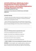 ACCUPLACER Exam 2026 Study Guide &vert; Comprehensive Practice Questions & Verified Answers with Detailed Explanations &vert; College Placement Test Prep