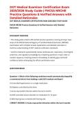 DOT Medical Examiner Certification Exam 2025&sol;2026 Study Guide &vert; FMCSA NRCME Practice Questions & Verified Answers with Detailed Rationales