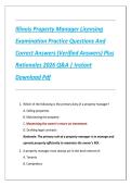 Illinois Property Manager Licensing Examination Practice Questions And Correct Answers &lpar;Verified Answers&rpar; Plus Rationales 2026 Q&A Instant Download Pdf&NewLine;