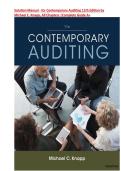 Solution Manual - for Contemporary Auditing 11th Edition by Michael C&period; Knapp &vert; ISBN-13 978-1305970816 &vert;  All Chapters &vert;Complete Guide A&plus;