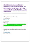 Illinois Insurance Producer Licensing Examination &lpar;Life&comma; Accident & Health&rpar; 100 Questions And Correct Answers &lpar;Verified Answers&rpar; Plus Rationales 2026 Q&A Instant Download Pdf&NewLine;