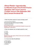 Alberta Plumber Apprenticeship Certification Exam &lpar;First Period&rpar; Practice &lpar;Questions And Correct Answers &lpar;Verified Answers&rpar; Plus Rationales 2026 Q&A Instant Download Pdf&NewLine;