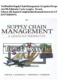 TEST BANK for Supply Chain Management&colon; A Logistics Perspective&comma; 9th Edition BY Coyle&comma; Langley&comma; Novack & Gibson &vert; All Chapters 1-16 Complete &vert; Verified Questions & Answers &vert; Latest 2025&sol;2026 Version &vert; A&plus; Graded