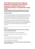 WGU D363 Personal Finance Objective Assessment &lpar;OA&rpar; 2026 &vert; Latest Practice Questions & Verified Answers with Complete Solutions &vert; Comprehensive Study Guide