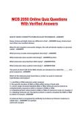 MCB 2050 Online Quiz Questions With Verified Answers