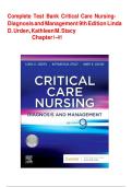 Test Bank for Critical Care Nursing&colon; Diagnosis and Management 9th Edition By Linda D&period; Urden&semi; Kathleen M&period; Stacy&semi; Mary E&period; Lough Chapter 1-41 Complete Guide A&plus;