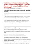NU 136 Exam 1 Fundamentals of Nursing 2026 &vert; Latest Practice Questions & Verified Answers with Rationales &vert; Galen College Study Guide