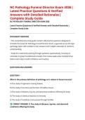 NC Pathology Funeral Director Exam 2026 &vert; Latest Practice Questions & Verified Answers with Detailed Rationales &vert; Complete Study Guide
