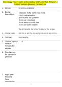 Oncology Test 1 with all Correct & 100&percnt; Verified Answers &vert;Latest Version &vert;Already Graded A&plus;