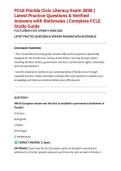 FCLE Florida Civic Literacy Exam 2026 &vert; Latest Practice Questions & Verified Answers with Rationales &vert; Complete FCLE Study Guide