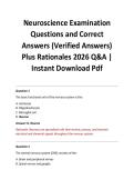 Neuroscience Examination Questions and Correct Answers &lpar;Verified Answers&rpar; Plus Rationales 2026 Q&A &vert; Instant Download Pdf