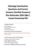 Histology Examination Questions and Correct Answers &lpar;Verified Answers&rpar; Plus Rationales 2026 Q&A &vert; Instant Download Pdf