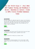 NU 131&sol; NU131 Exam 4 &ndash; &lpar;New 2026&sol; 2027 Update&rpar; Nursing and Healthcare I Review &vert; Questions & Answers &vert; Grade A&vert; 100&percnt; Correct &lpar;Verified Solutions&rpar;- Galen