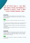 NU 131&sol; NU131 Exam 4 &ndash; &lpar;New 2026&sol; 2027 Update&rpar; Nursing and Healthcare I &vert; Questions & Answers &vert; Grade A&vert; 100&percnt; Correct &lpar;Verified Solutions&rpar;- Galen