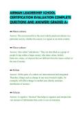 AIRMAN LEADERSHIP SCHOOL&NewLine;CERTIFICATION EVALUATION COMPLETE&NewLine;QUESTIONS AND ANSWERS GRADED A&plus;