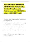 MD STATIONARY ENGINEER &NewLine;GRADE 1 Exam Study Guide &ndash; &NewLine;Practice Questions with &NewLine;Verified Answers&period; GRADED A&plus;&period; &NewLine;Latest 2026&sol;2027 Update 