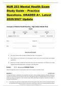NUR 253 Mental Health Exam &NewLine;Study Guide &ndash; Practice &NewLine;Questions&period; GRADED A&plus;&period; Latest &NewLine;2026&sol;2027 Update 