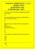 LINEMAN APPRENTICE &NewLine;RODEO TEST &NewLine;QUESTIONS AND &NewLine;ANSWERS 2026 - 2027