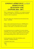 LINEMAN APPRENTICE &NewLine;RODEO EXAM &NewLine;QUESTIONS AND &NewLine;ANSWERS 2026 - 2027 