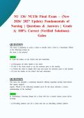 NU 136&sol; NU136 Final Exam &ndash; &lpar;New 2026&sol; 2027 Update&rpar; Fundamentals of Nursing &vert; Questions & Answers &vert; Grade A&vert; 100&percnt; Correct &lpar;Verified Solutions&rpar;- Galen