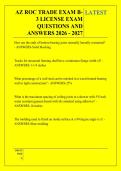 AZ ROC TRADE EXAM B&NewLine;3 LICENSE EXAM &NewLine;QUESTIONS AND &NewLine;ANSWERS 2026 - 2027
