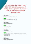 NU 136&sol; NU136 Final Exam &ndash; &lpar;New 2026&sol; 2027 Update&rpar; Fundamentals of Nursing Review &vert; Questions & Answers &vert; Grade A&vert; 100&percnt; Correct &lpar;Verified Solutions&rpar;- Galen