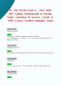 NU 136&sol; NU136 Exam 4 &ndash; &lpar;New 2026&sol; 2027 Update&rpar; Fundamentals of Nursing Guide &vert; Questions & Answers &vert; Grade A&vert; 100&percnt; Correct &lpar;Verified Solutions&rpar;- Galen