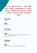 NU 136&sol; NU136 Exam 3 &ndash; &lpar;New 2026&sol; 2027 Update&rpar; Fundamentals of Nursing Review &vert; Questions & Answers &vert; Grade A&vert; 100&percnt; Correct &lpar;Verified Solutions&rpar;- Galen