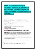NRNP 6635 Psychopathology & Diagnostic Reasoning Midterm Exam&colon; Key Concepts & Sample Compete 200 Questions and Answers &vert;With Rationales &vert;&lpar;GRADED A&plus;&rpar;