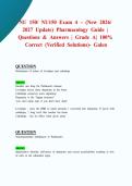 NU 150&sol; NU150 Exam 4 &ndash; &lpar;New 2026&sol; 2027 Update&rpar; Pharmacology Guide &vert; Questions & Answers &vert; Grade A&vert; 100&percnt; Correct &lpar;Verified Solutions&rpar;- Galen