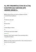 ALL HESI FUNDAMENTALS EXAM 250 ACTUAL&NewLine;EXAM PAPER 2026 QUESTIONS WITH&NewLine;ANSWERS GRADED A&plus;&NewLine;