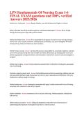 LPN Fundamentals Of Nursing Exam 1-6 &NewLine;FINAL EXAM questions and 100&percnt; verified &NewLine;Answers 2025&sol;2026