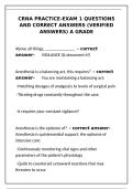 CRNA Practice-Exam 1 Questions and Correct Answers - Verified Answers A Grade&NewLine;