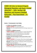 CHEM 120 Intro to General Organic Biological Chemistry Lab Exam 2 Actual 2026&sol;2027 &ndash; 100&percnt; Verified 300 Questions and Answers&vert; Detailed Rationales &ndash; Pass Guaranteed &ndash; A&plus; Graded