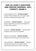 NUR 101 Exam 4 Questions and Verified Answers - 100&percnt; Correct Grade A&NewLine;