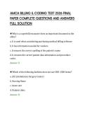 AMCA BILLING & CODING TEST 2026 FINAL&NewLine;PAPER COMPLETE QUESTIONS AND ANSWERS&NewLine;FULL SOLUTION&NewLine;