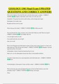 GEOLOGY 1301 Final Exam UPDATED &NewLine;QUESTIONS AND CORRECT ANSWERS
