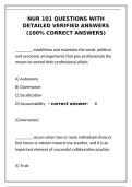 NUR 101 Questions 2026 &vert; Detailed Verified Answers 100&percnt; Correct Study Guide&NewLine;&NewLine;