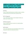 AMERICAN DEMOCRACY NOW UPDATED&NewLine;ACTUAL QUESTIONS AND CORRECT&NewLine;ANSWERS COMPLETE STUDY GUIDE