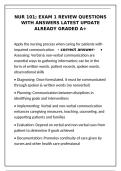 NUR 101 Exam 1 Review Questions with Answers - Latest Update Graded A&plus;&NewLine;