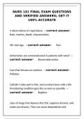 Nurs 101 Final Exam Questions and Verified Answers - 100&percnt; Accurate&NewLine;