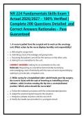 NR 224 Fundamentals Skills Exam 1 &NewLine;Actual 2026&sol;2027 &ndash; 100&percnt; Verified &vert; &NewLine;Complete 200 Questions Detailed  and &NewLine;Correct Answers Rationales &ndash; Pass &NewLine;Guaranteed  