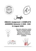 IRM1501 Assignment 1 &lpar;COMPLETE ANSWERS&rpar; Semester 2 2026 - DUE 21 August 2026&semi; 100&percnt; Correct solutions and explanations&period; 