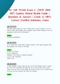 NU 160&sol; NU160 Exam 1&ndash; &lpar;NEW 2026&sol; 2027 Update&rpar; Mental Health Guide &vert; Questions & Answers &vert; Grade A&vert; 100&percnt; Correct &lpar;Verified Solutions&rpar;- Galen
